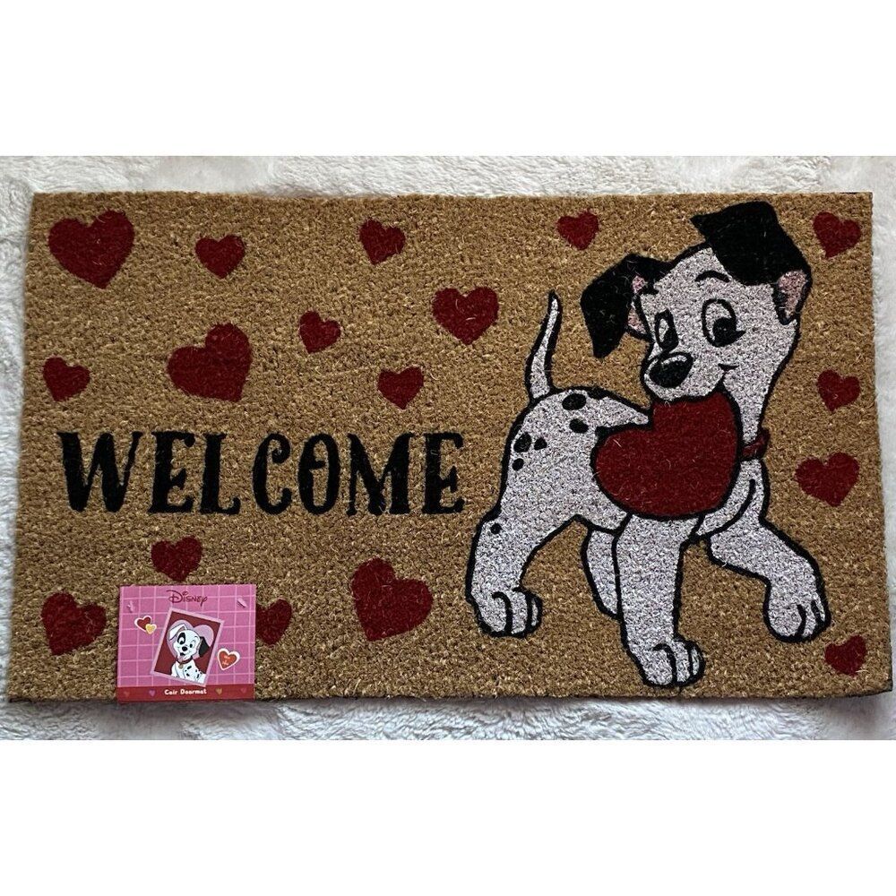 Disney 101 Dalmatians Coir Door Mat Outdoor Valentines‎ Love Hearts 18 X 30” NEW